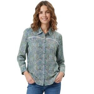 I E Relaxed Long Sleeve Shirt Floral  Cottagecore Paisley Plus Size 2XL
